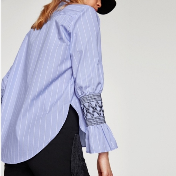 Zara Basic Collection stripe smocked shirt - Picture 12 of 13